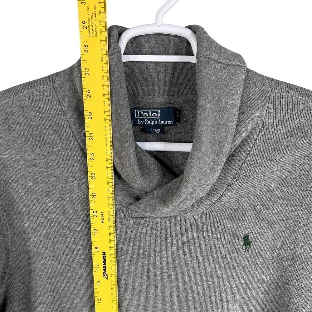 Polo Ralph Lauren Mens XL Jersey Shawl Collar Gray Pullover Sweater Quiet Luxury